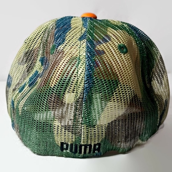 Puma Flexfit | Camo Hunter Orange Trucker Baseball Cap | Size S/M - Picture 3 of 9